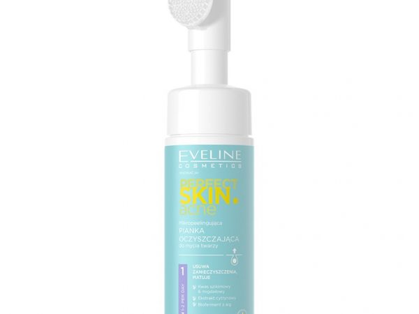 Пилинг-пенка для умывания `EVELINE` PERFECT SKIN ACNE с микроотшелушивающим эффектом (очищающая) 150 мл