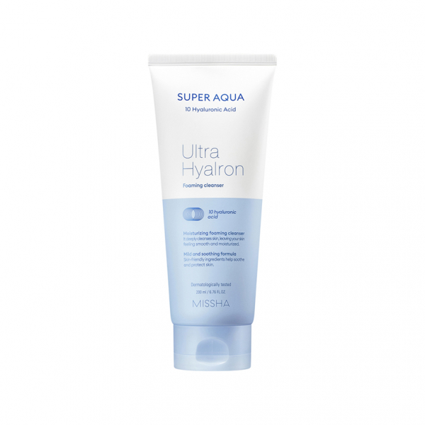 Пенка для умывания `MISSHA` `SUPER AQUA` ULTRA HYALRON очищающая для снятия макияжа 200 мл